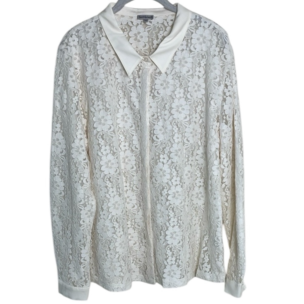 Kettlewell Lace Office Siren Button Down Blouse Sz LL
